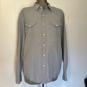 J. Crew Men's Gray Checked Western Button-Up Shirt Large